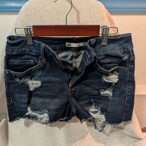 SO Women's Dark Blue Distressed Jean Shorts